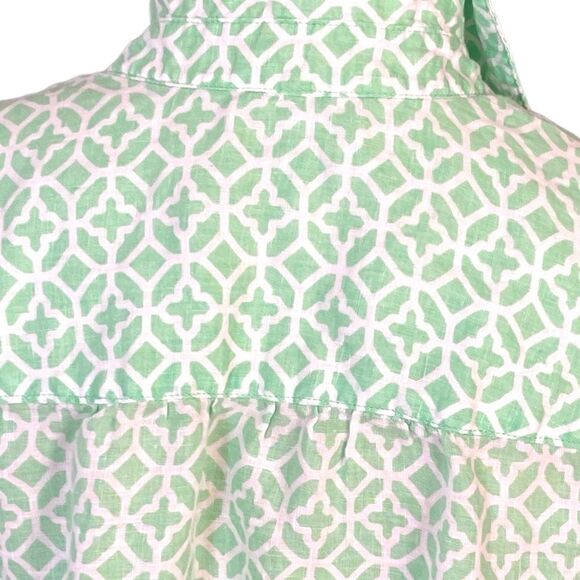 Charter Club Woman Linen Pattern Long Sleeve Button Tab Semi Sheer Blouse - Picture 11 of 15